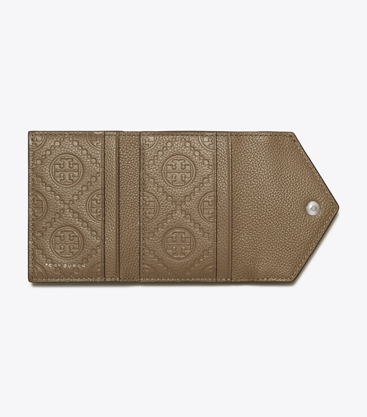 Tory Burch designer geldbörsen Kleine, strukturierte Geldbörse im Kuvert-Stil in Wild Mushroom von oben