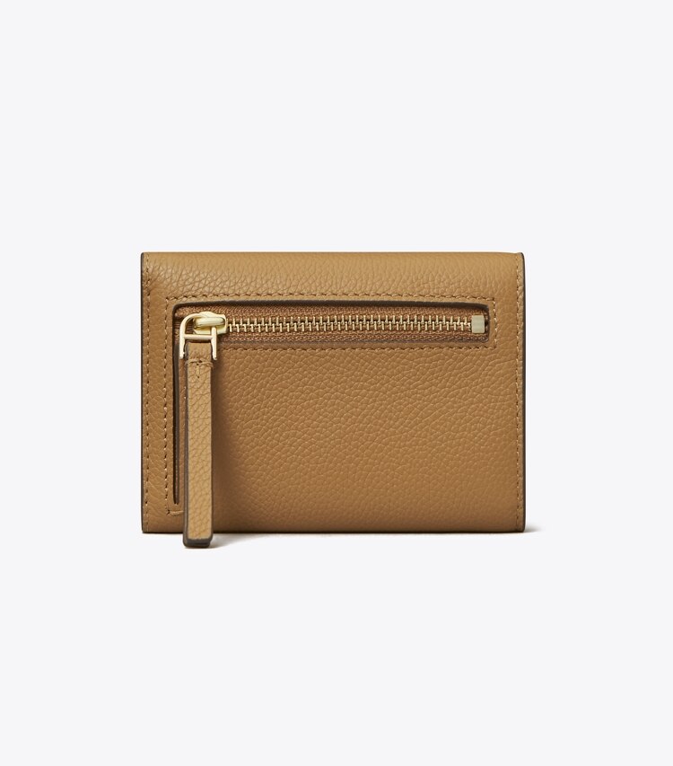 Tory Burch designer geldbörsen Kleine, strukturierte Robinson Geldbörse in Tiramisu zurück
