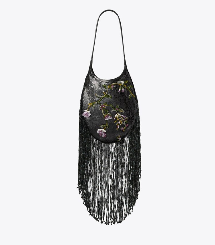 Tory Burch designer schultertaschen Kleine, verzierte Tasche mit Piercingdetail in Black Multi front