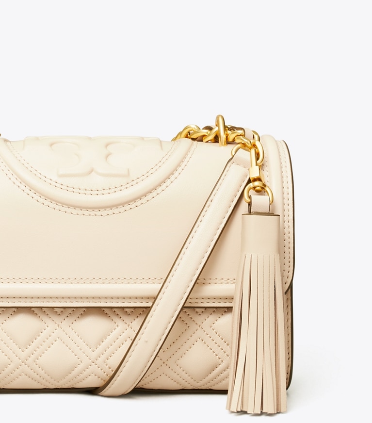 Tory Burch designer schultertaschen Kleine, wandelbare Fleming Schultertasche in New Cream angle