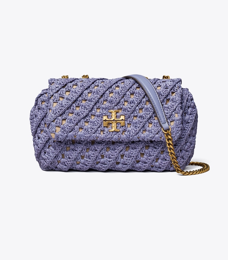 Tory Burch designer schultertaschen Kleine, wandelbare Kira Schultertasche in Häkeloptik in Dark Lotus angle