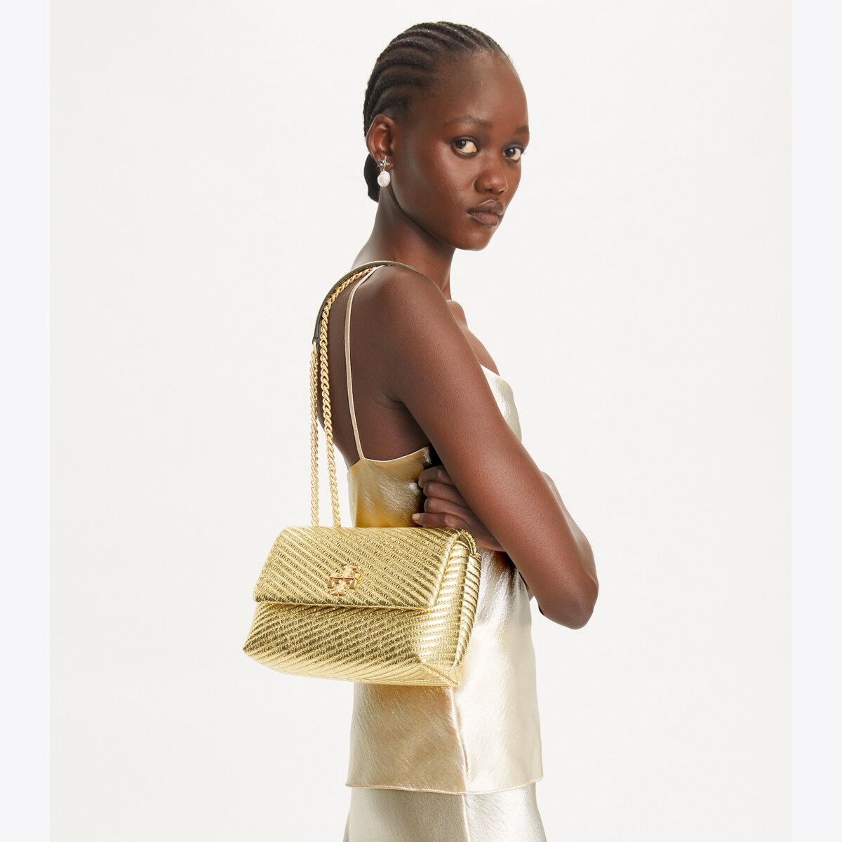 Leather Tory Burch Kleine Tasche Schultertasche Goldfarbene