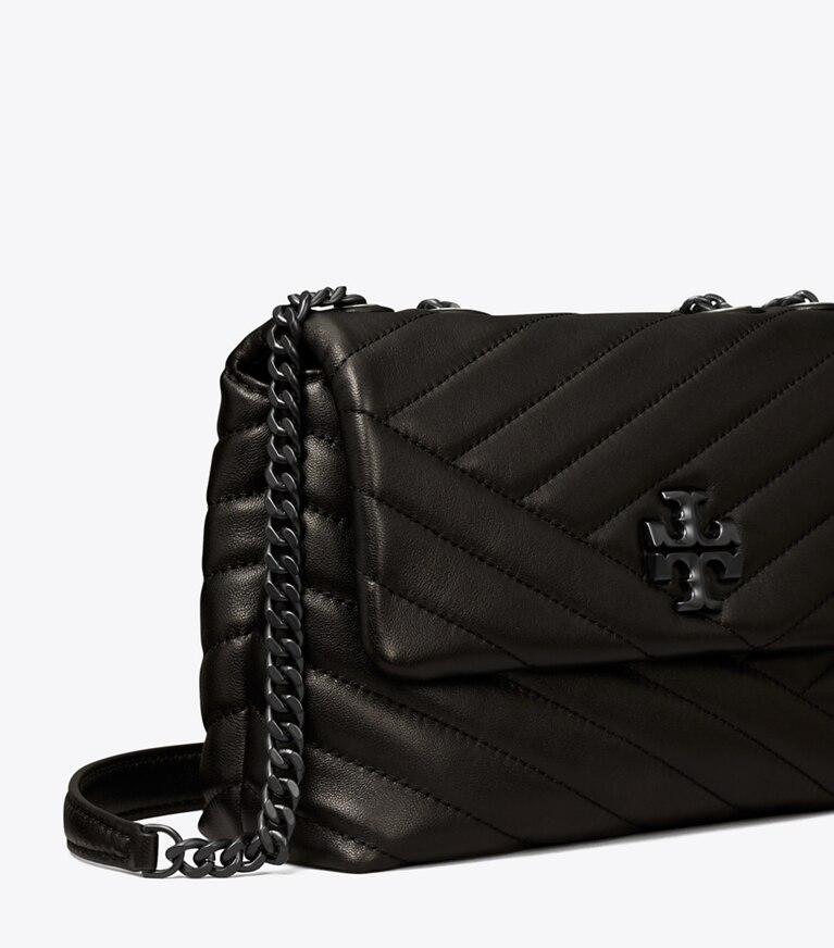Tory Burch designer schultertaschen Kleine, wandelbare Kira Schultertasche mit Chevron-Steppung  in Black / Silver angle