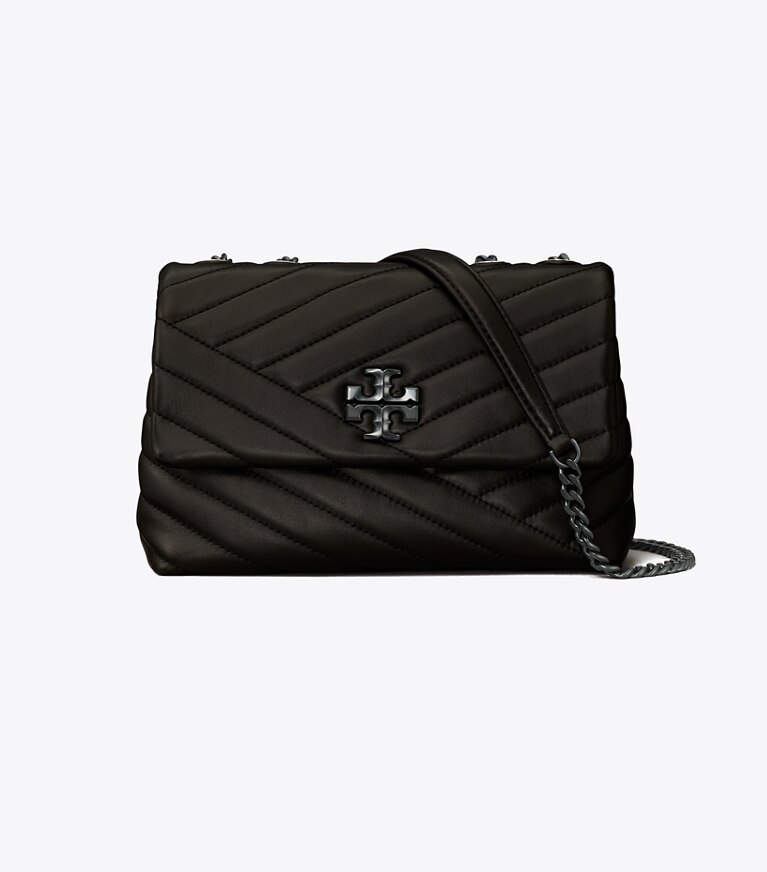 Tory Burch designer schultertaschen Kleine, wandelbare Kira Schultertasche mit Chevron-Steppung  in Black / Silver angle