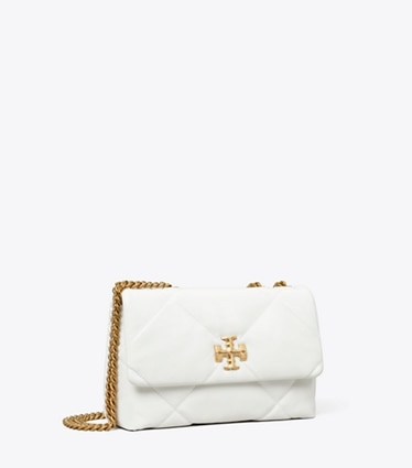 Tory Burch designer schultertaschen Kleine, wandelbare Kira Schultertasche mit Rautensteppung in Blanc angle
