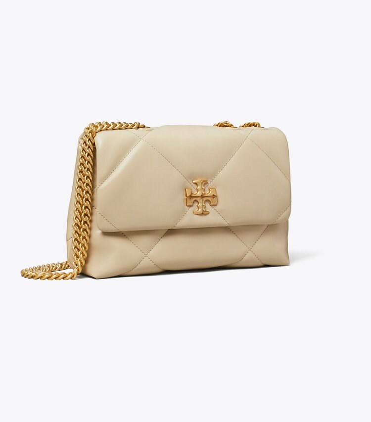 Tory Burch designer schultertaschen Kleine, wandelbare Kira Schultertasche mit Rautensteppung in Light Stone angle