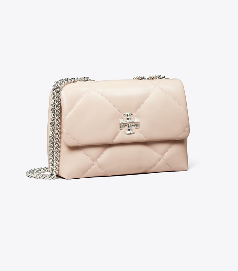 Tory Burch designer schultertaschen Kleine, wandelbare Kira Schultertasche mit Rautensteppung in Soft Pink angle