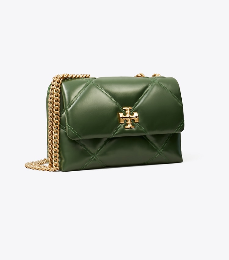 Tory Burch designer schultertaschen Kleine, wandelbare Kira Schultertasche mit Rautensteppung in Fir Tree angle