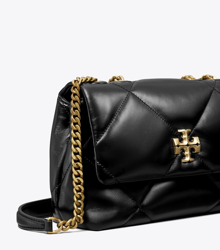 Tory Burch designer schultertaschen Kleine, wandelbare Kira Schultertasche mit Rautensteppung in Black angle