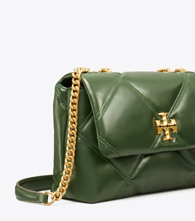 Tory Burch designer schultertaschen Kleine, wandelbare Kira Schultertasche mit Rautensteppung in Fir Tree angle