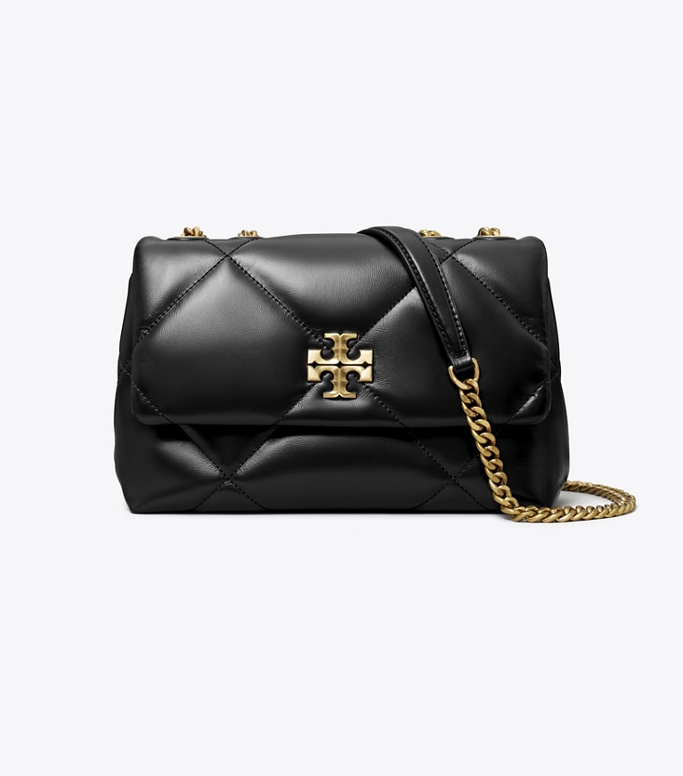 Tory Burch designer schultertaschen Kleine, wandelbare Kira Schultertasche mit Rautensteppung in Black angle