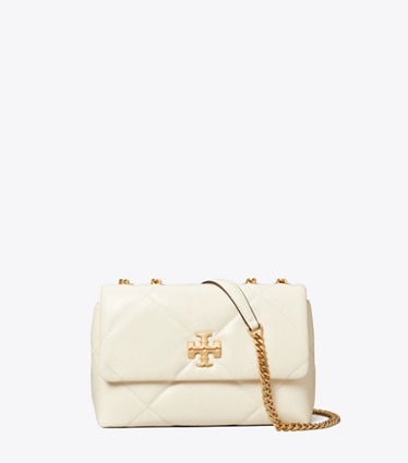 Tory Burch designer schultertaschen Kleine, wandelbare Kira Schultertasche mit Rautensteppung in Warm White front