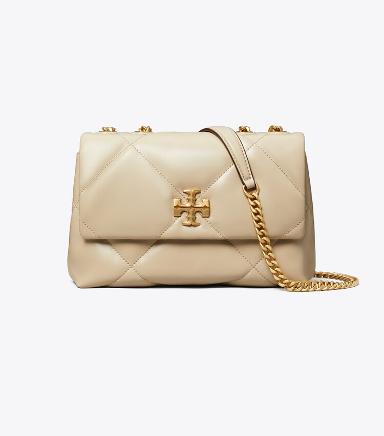 Tory Burch designer schultertaschen Kleine, wandelbare Kira Schultertasche mit Rautensteppung in Light Stone front