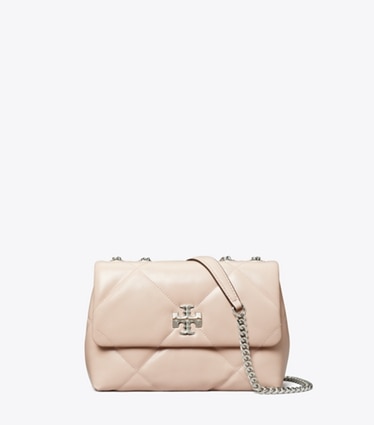 Tory Burch designer schultertaschen Kleine, wandelbare Kira Schultertasche mit Rautensteppung in Soft Pink front