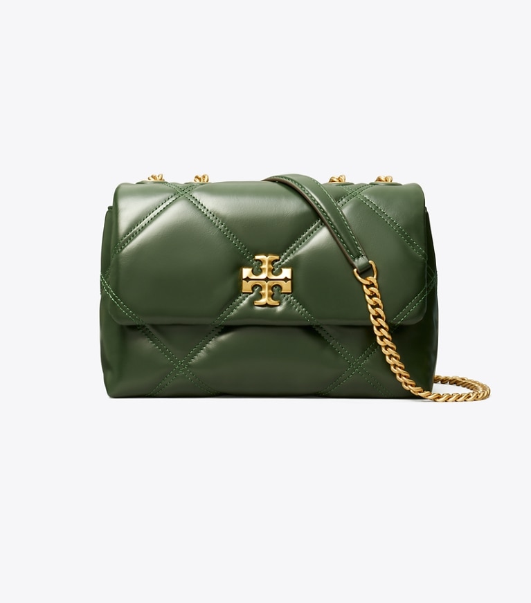 Tory Burch designer schultertaschen Kleine, wandelbare Kira Schultertasche mit Rautensteppung in Fir Tree angle