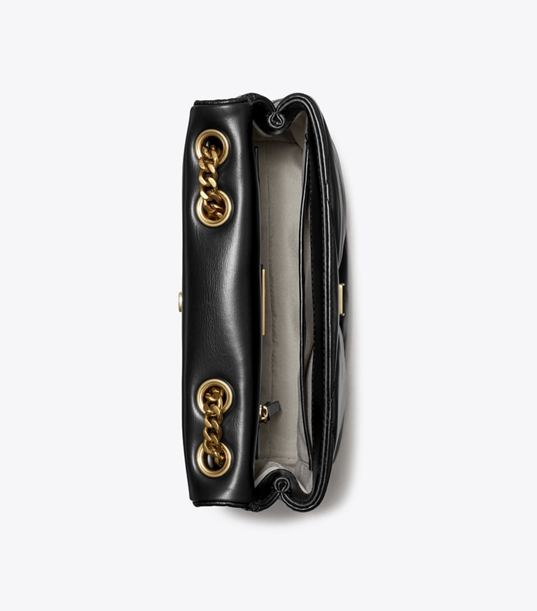 Tory Burch designer schultertaschen Kleine, wandelbare Kira Schultertasche mit Rautensteppung in Black angle