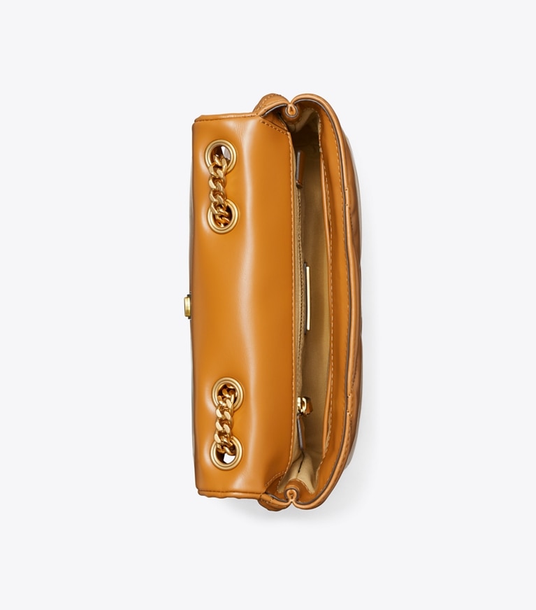 Tory Burch designer schultertaschen Kleine, wandelbare Kira Schultertasche mit Rautensteppung in Classic Chestnut angle