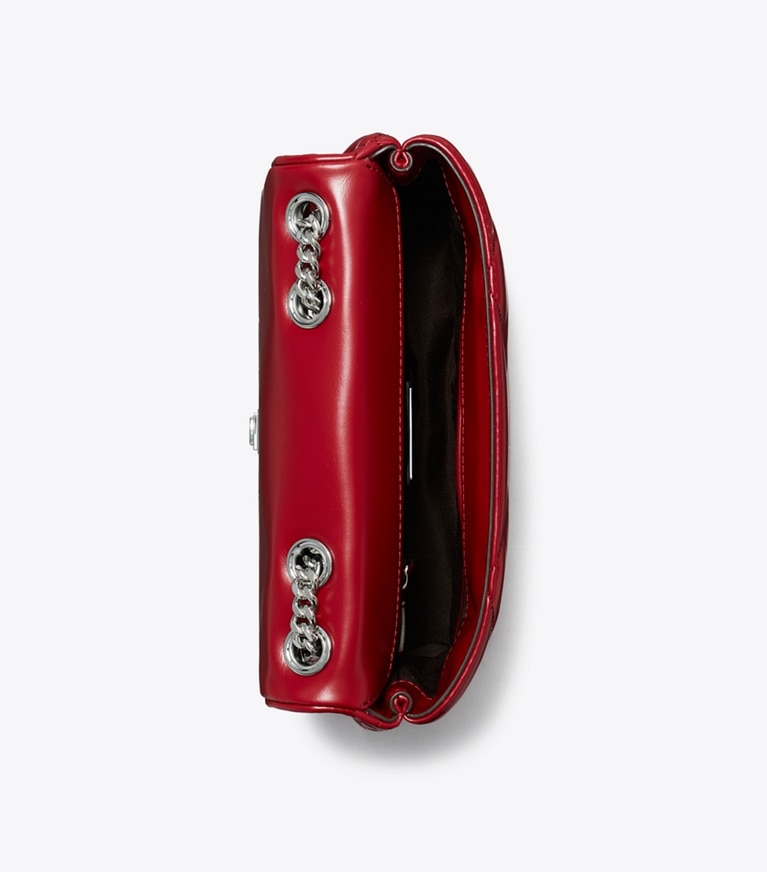 Tory Burch designer schultertaschen Kleine, wandelbare Kira Schultertasche mit Rautensteppung in Red von oben