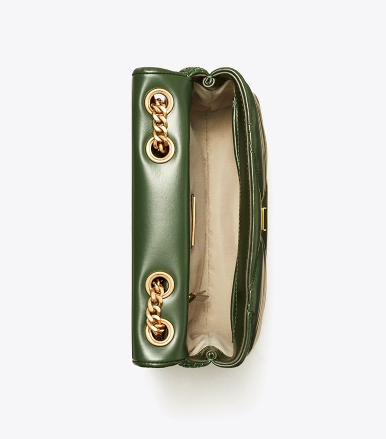 Tory Burch designer schultertaschen Kleine, wandelbare Kira Schultertasche mit Rautensteppung in Fir Tree angle
