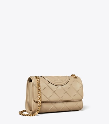 Tory Burch designer schultertaschen Kleine, weiche, wandelbare Fleming Schultertasche in Fresh Clay angle