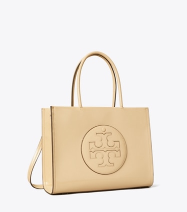 Tory Burch designer tote bags Kleine Ella Bio Tote Bag in Lackoptik in Vanilla Soft Serve angle