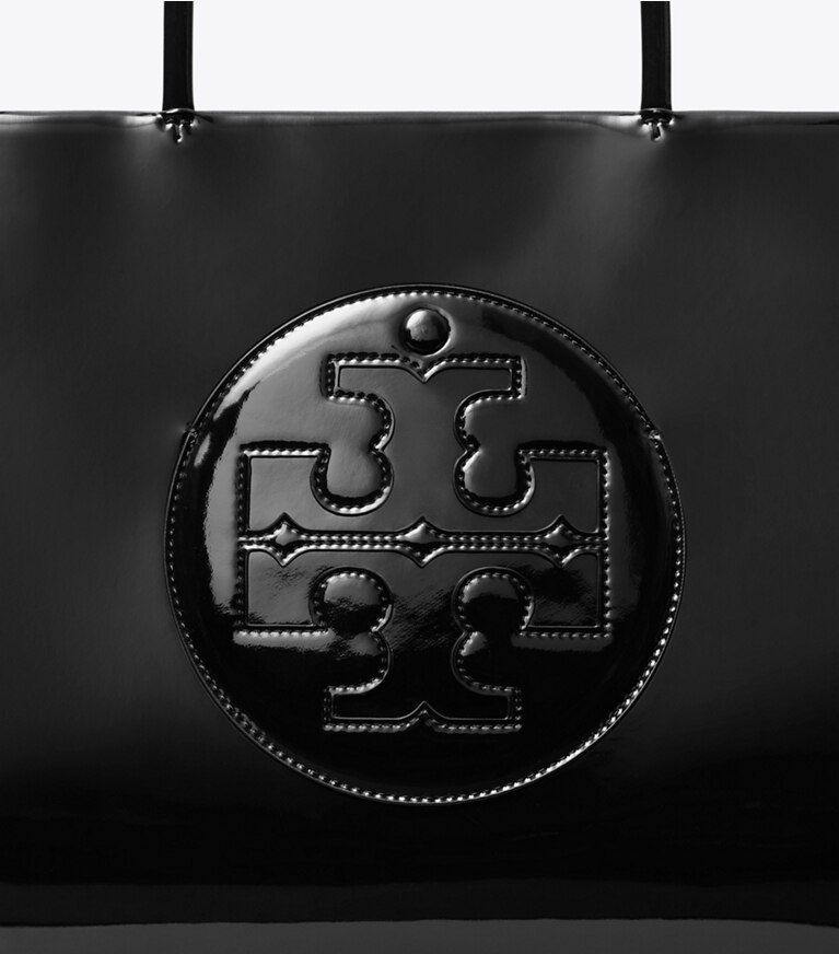 Tory Burch designer tote bags Kleine Ella Bio Tote Bag in Lackoptik in Black angle