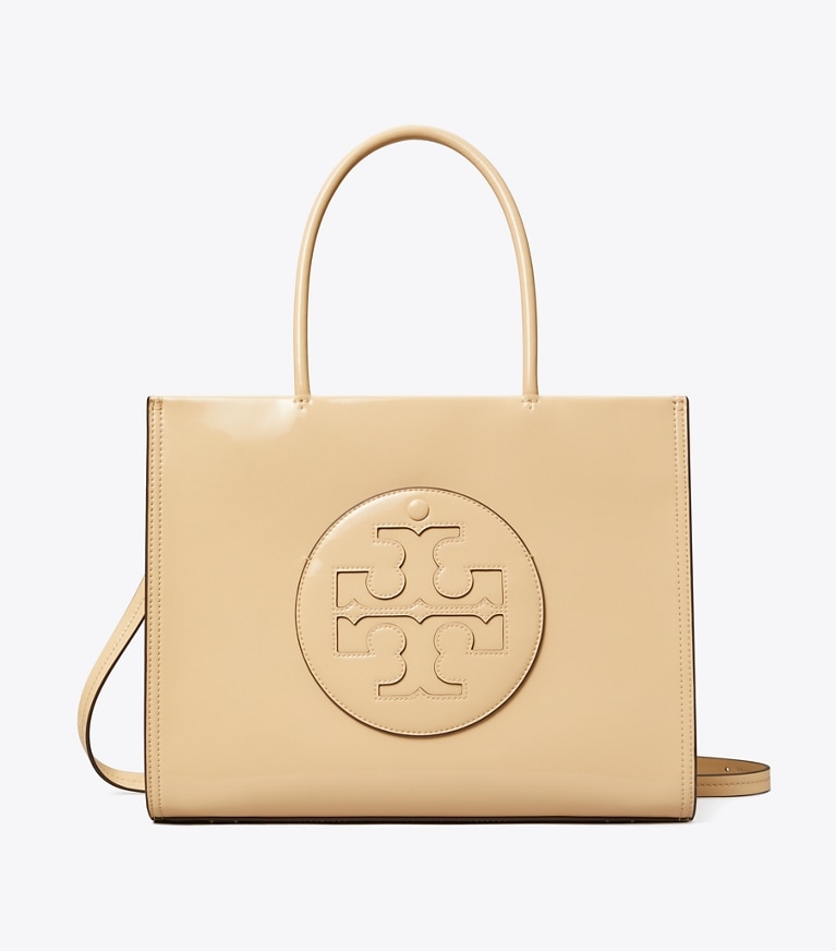 Tory Burch designer tote bags Kleine Ella Bio Tote Bag in Lackoptik in Vanilla Soft Serve angle