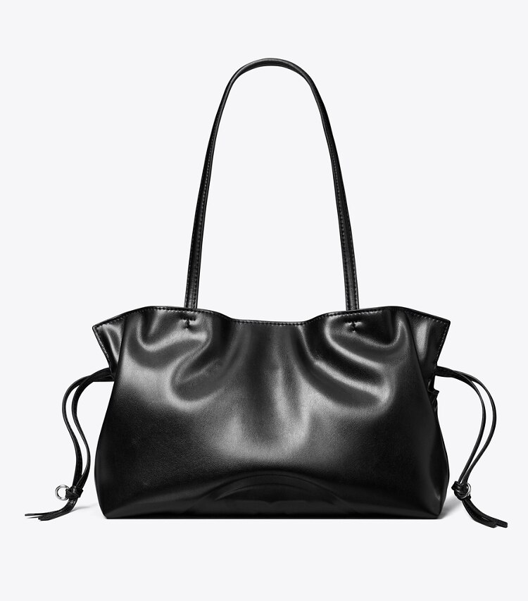 Tory Burch designer tote bags Kleine Ella natuura™ Tote Bag mit Kordelzug in Black front