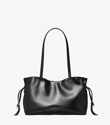 Tory Burch designer tote bags Kleine Ella natuura™ Tote Bag mit Kordelzug in Black front