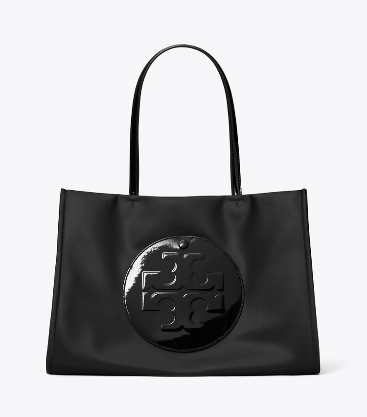 Tory Burch designer tote bags Kleine Ella Tote Bag aus Lackleder in Black front