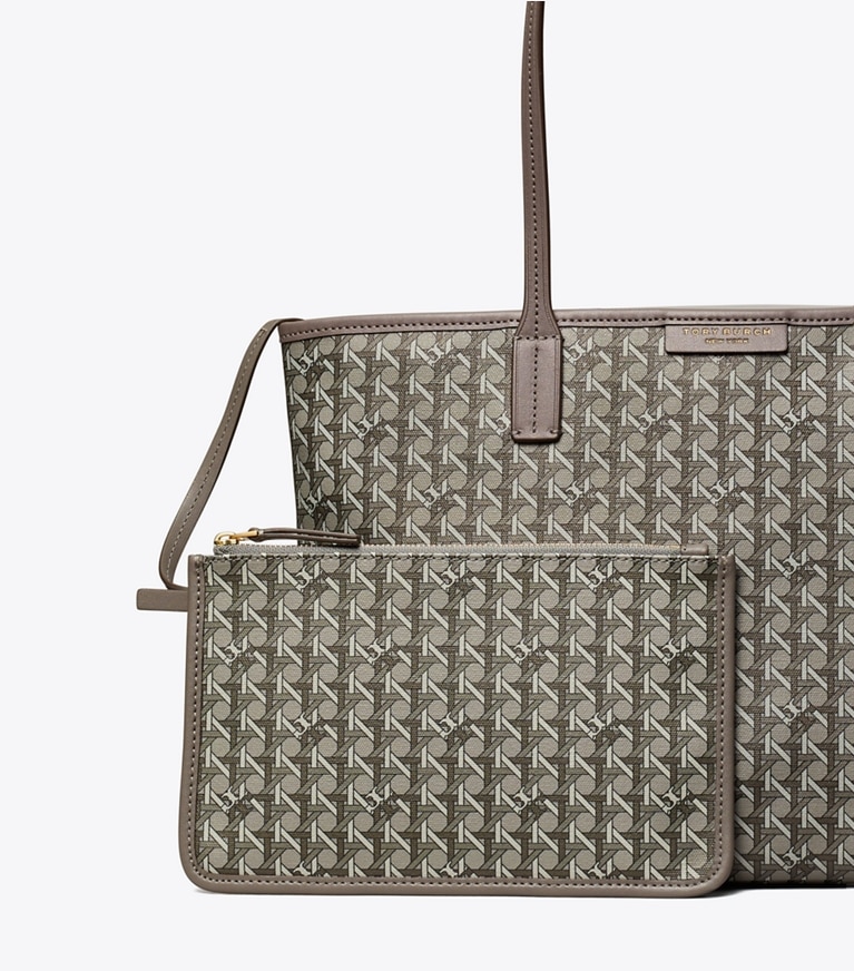 Tory Burch designer tote bags Kleine Ever-Ready Tote Bag mit Reißverschluss in Zinc angle