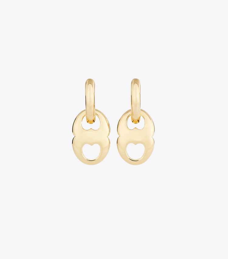 Tory Burch designer ohrringe Kleine Gemini Creolen in Light Brass detail