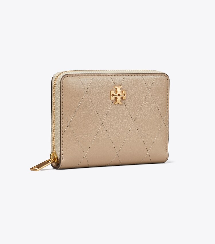 Tory Burch designer geldbörsen Kleine gesteppte Charlie Geldbörse mit umlaufendem Reißverschluss in Soft Cement angle