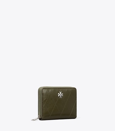 Tory Burch designer geldbörsen Kleine gesteppte Charlie Geldbörse mit umlaufendem Reißverschluss in Dark Olive angle