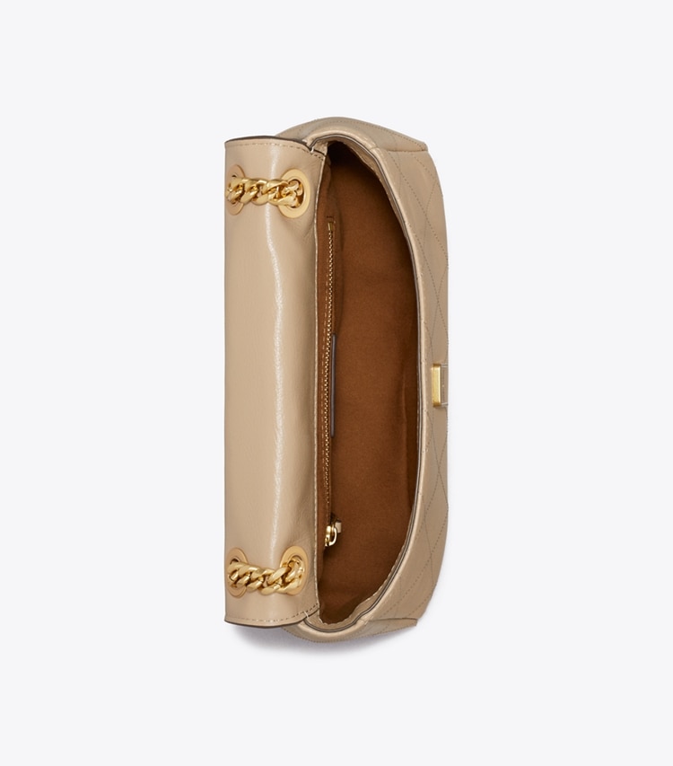 Tory Burch designer schultertaschen Kleine gesteppte Charlie Schultertasche in Soft Cement von oben