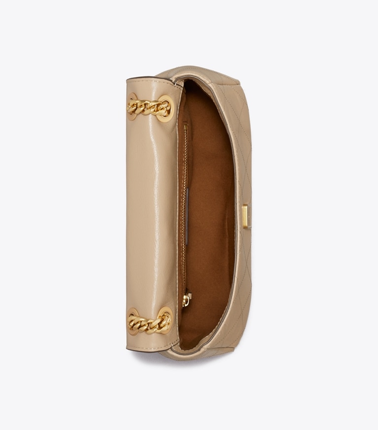 Tory Burch designer schultertaschen Kleine gesteppte Charlie Schultertasche in Soft Cement von oben
