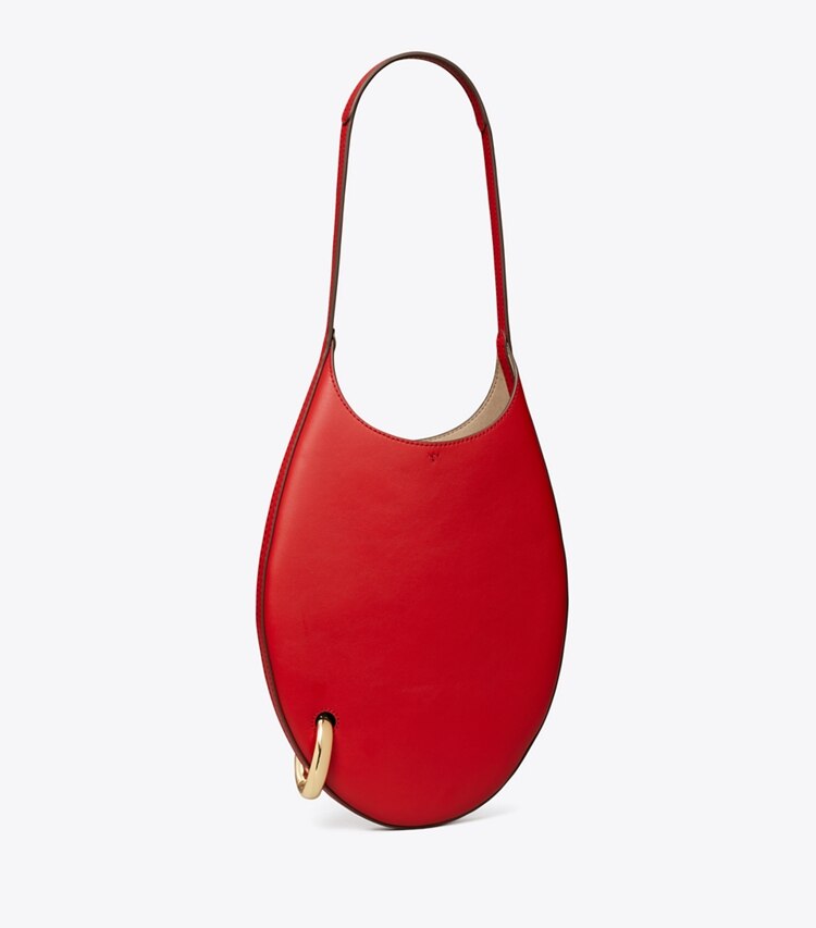 Tory Burch designer schultertaschen Kleine Handtasche mit Piercingdetail in Red Sky angle