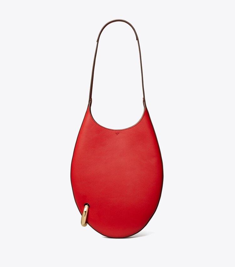 Tory Burch designer schultertaschen Kleine Handtasche mit Piercingdetail in Red Sky front