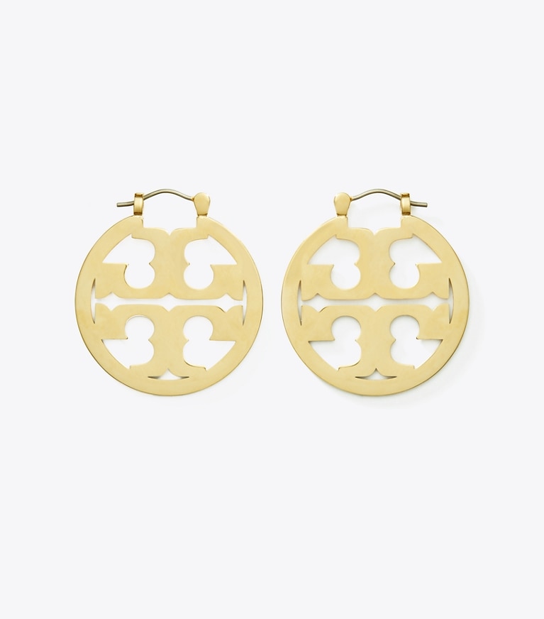 Tory Burch designer ohrringe Kleine Icon Creole in Tory Gold front