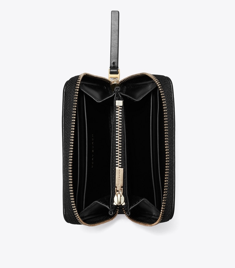 Tory Burch designer geldbörsen Kleine Kira Geldbörse mit Rautensteppung und umlaufendem Reißverschluss in Black angle