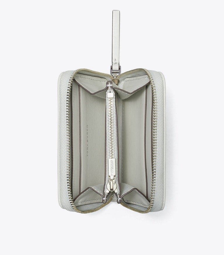Tory Burch designer geldbörsen Kleine Kira Geldbörse mit Rautensteppung und umlaufendem Reißverschluss in Light Titanium angle