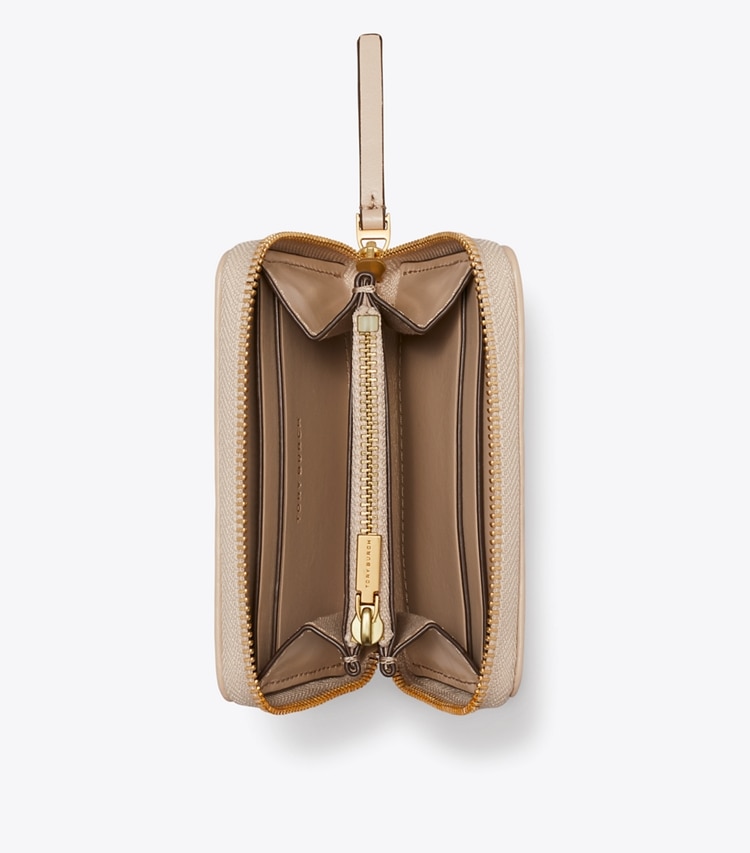 Tory Burch designer geldbörsen Kleine Kira Geldbörse mit Rautensteppung und umlaufendem Reißverschluss in Light Stone von oben