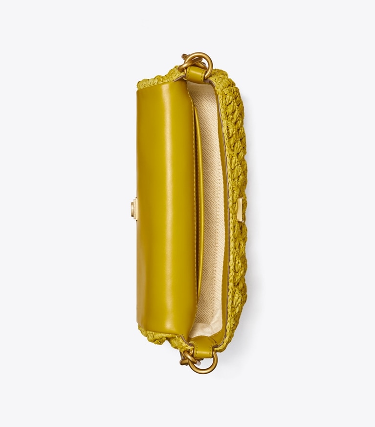 Tory Burch designer schultertaschen Kleine Kira Schultertasche in Häkeloptik mit Umschlag in ISLAND PALM angle