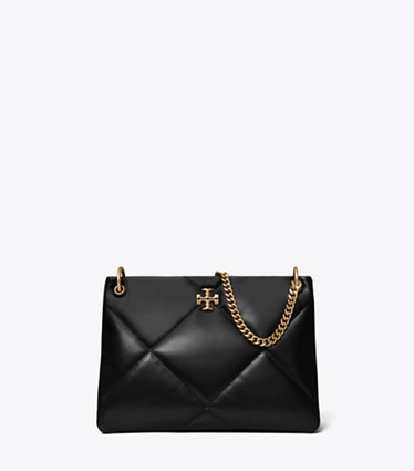 Tory Burch designer schultertaschen Kleine Kira Schultertasche mit Rautensteppung in Black front