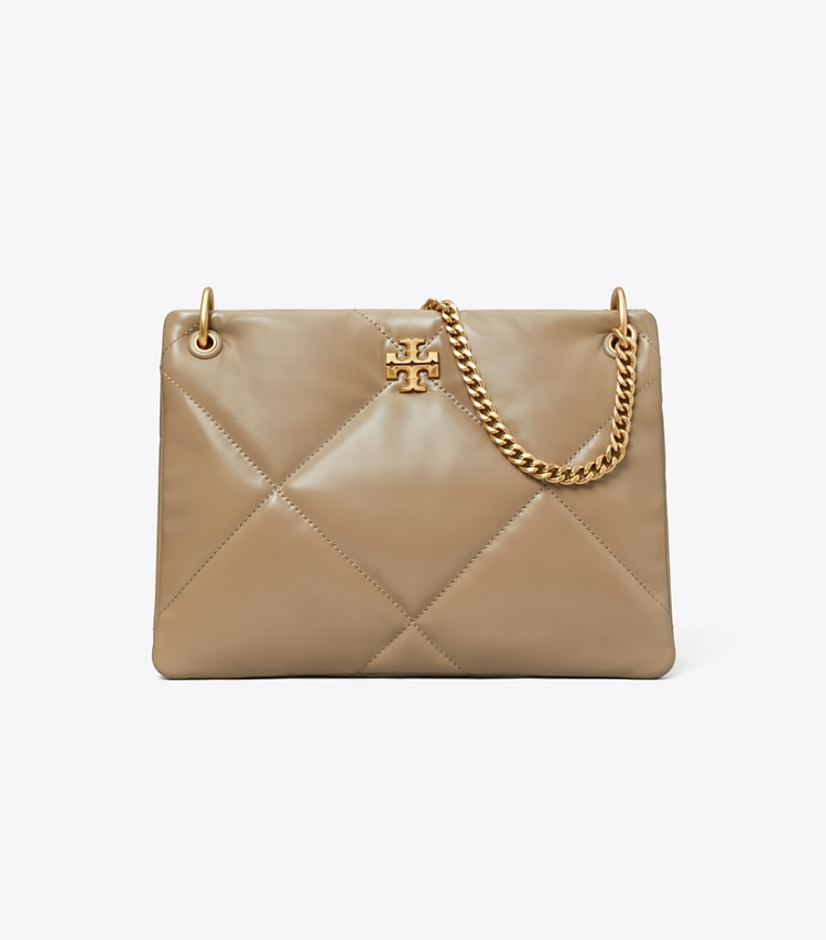 Tory Burch designer schultertaschen Kleine Kira Schultertasche mit Rautensteppung in Taupe Oak front