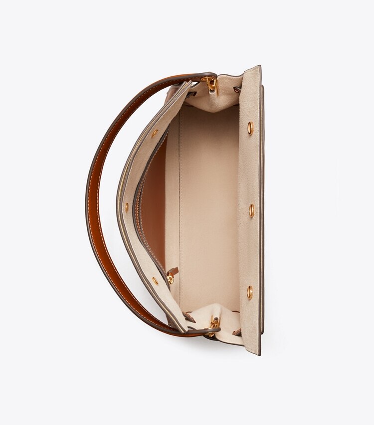 Tory Burch designer henkeltaschen Kleine Lee Radziwill Double Bag in Aged Tan von oben