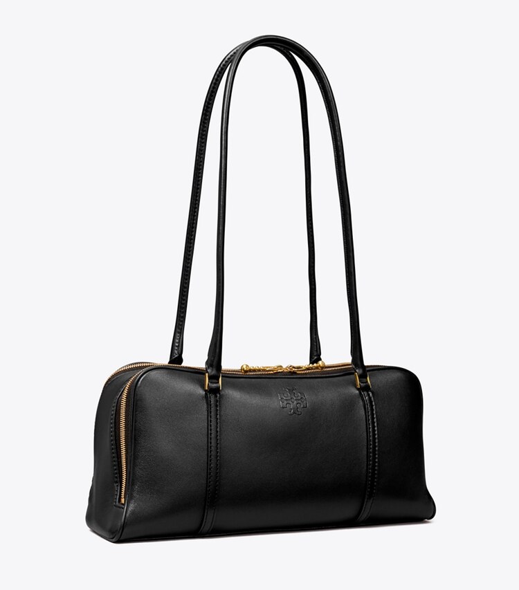 Tory Burch designer henkeltaschen Kleine Marshmallow Henkeltasche in Black / Tempranillo angle