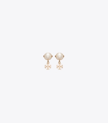 Tory Burch designer ohrringe Kleine Moondance Ohrstecker in Tory Gold / Cleam front