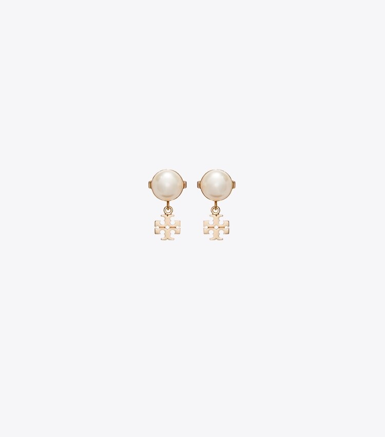 Tory Burch designer ohrringe Kleine Moondance Ohrstecker in Tory Gold / Cleam front