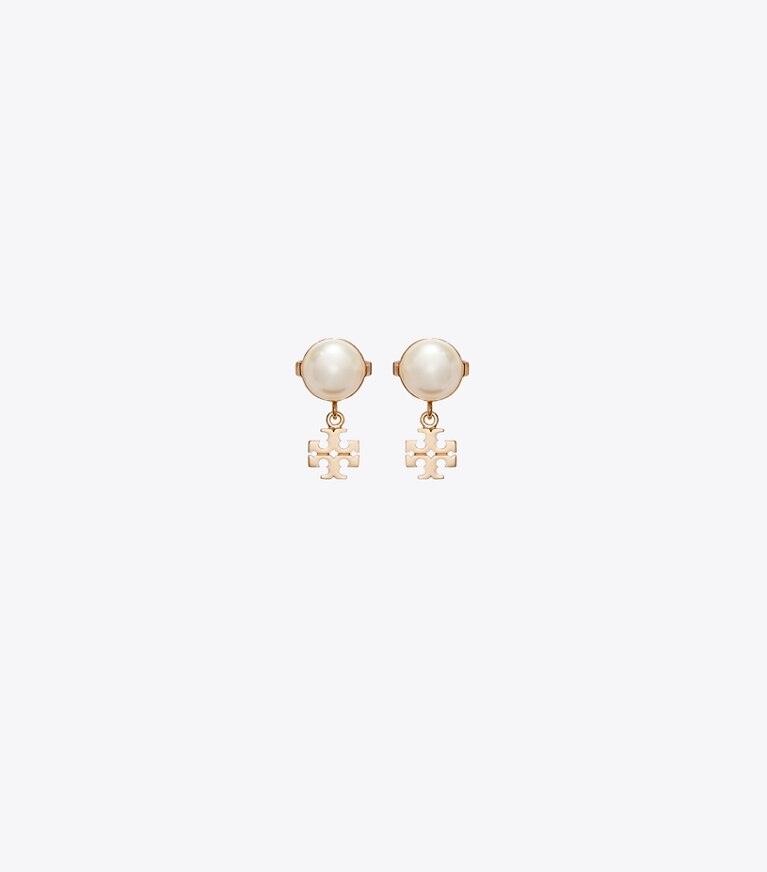 Tory Burch designer ohrringe Kleine Moondance Ohrstecker in Tory Gold / Cleam front